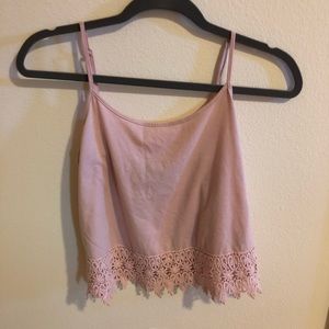 Adjustable Pink Tank w Lace Detail - Size S